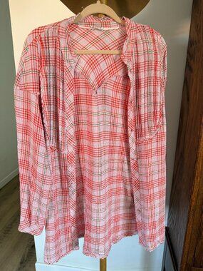 Free People oversized button up shirt small